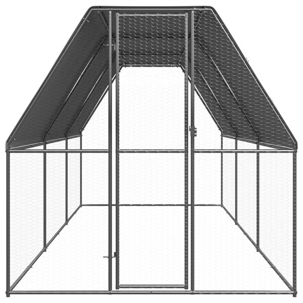 vidaXL Chicken Cage Silver and Grey Galvanized Steel and Polyethylene