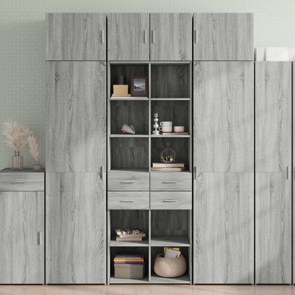 vidaXL Storage Cabinet Grey Sonoma Engineered Wood Tall Storage Cabinet
