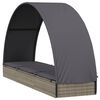 vidaXL Sunbed with Round Roof Grey 83.1x22.4x55.1" Poly Rattan