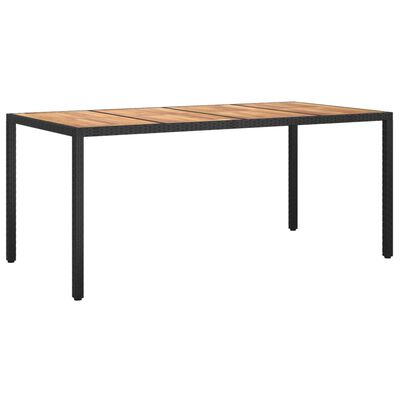 vidaXL Patio Table 74.8"x35.4"x29.5" Poly Rattan and Acacia Wood Black