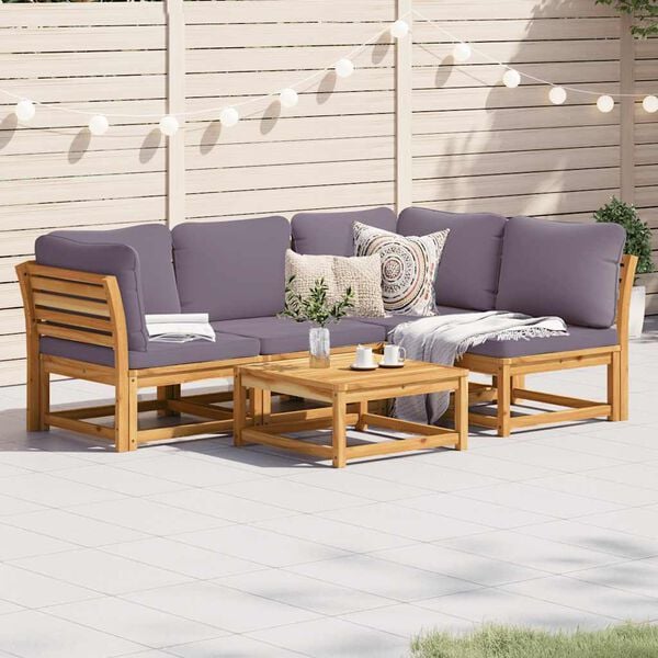 vidaXL 5 Piece Patio Lounge Set with Cushions Solid Wood Acacia
