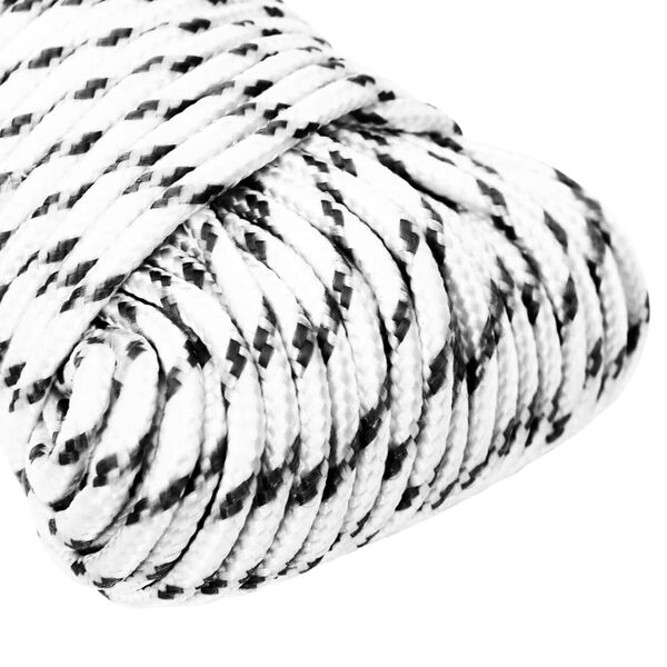 vidaXL Braided Boat Rope White 0.20 "x82.0 ' Polyester