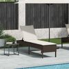 vidaXL Sun Lounger with Cushion Brown 55x200x44cm Poly Rattan