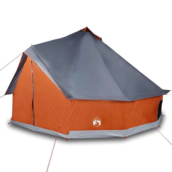 vidaXL Family Tent Tipi 12-Person Gray and Orange Waterproof