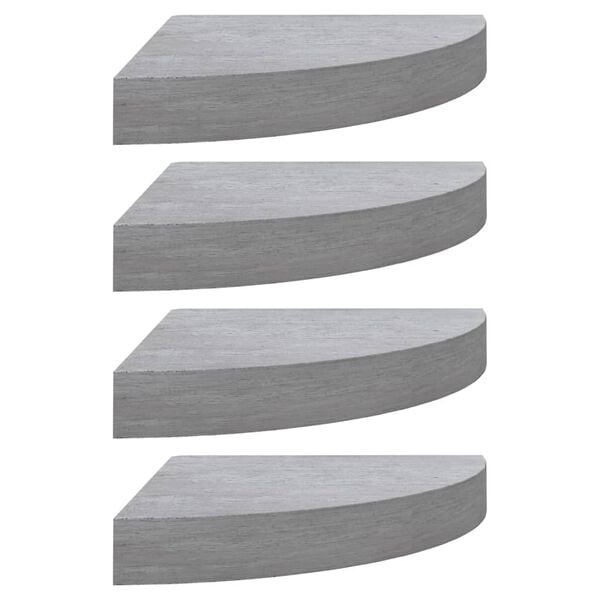vidaXL Wall Corner Shelf Set of 4 Concrete grey Honeycomb MDF, Metal