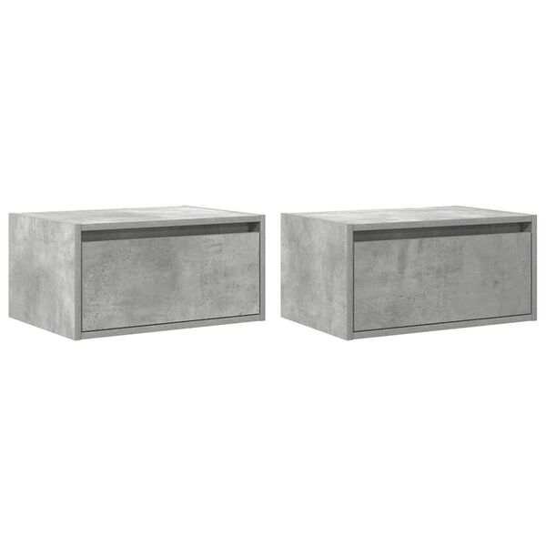vidaXL Wall-mounted Bedside Cabinet Set of 2 Concrete gray Engineered wood