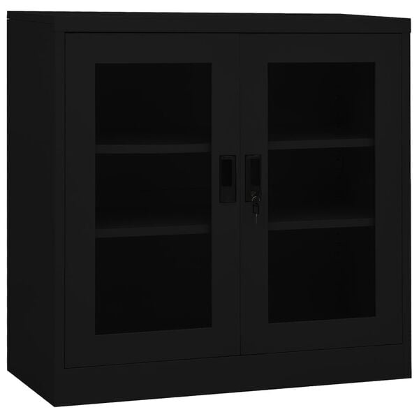vidaXL Office Cabinet Black Steel Medium Height-Adjustable Shelves