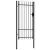 vidaXL Fence Gate Single Door with Spike Top Steel 3.3'x6.6' Black