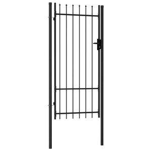 vidaXL Fence Gate Single Door with Spike Top Steel 3.3'x6.6' Black