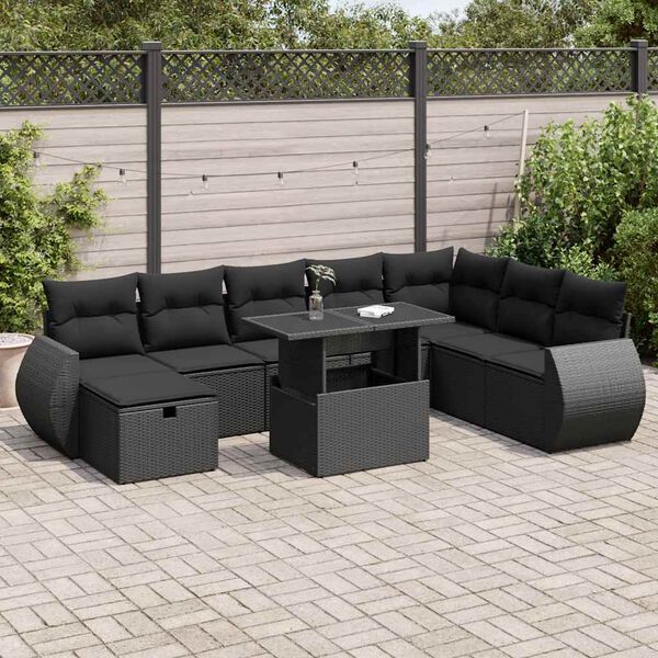 vidaXL Garden Sofa Set Black