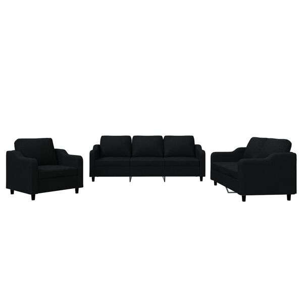 vidaXL Sofa Set Black 100% polyester, metal, textilene, plywood