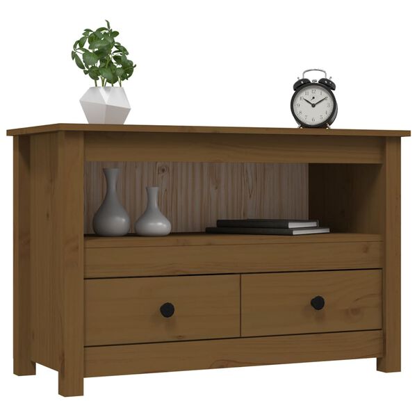 vidaXL TV Cabinet Honey brown Solid pine wood, metal medium TV Cabinet