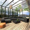 vidaXL Patio Sofa Black PE rattan, powder-coated steel Large Modular