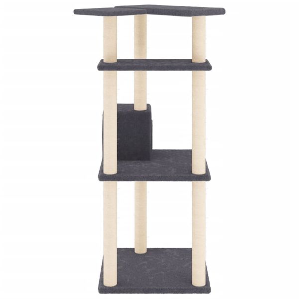 vidaXL Cat Tree Dark Gray Engineered wood, plush, sisal Medium Durable