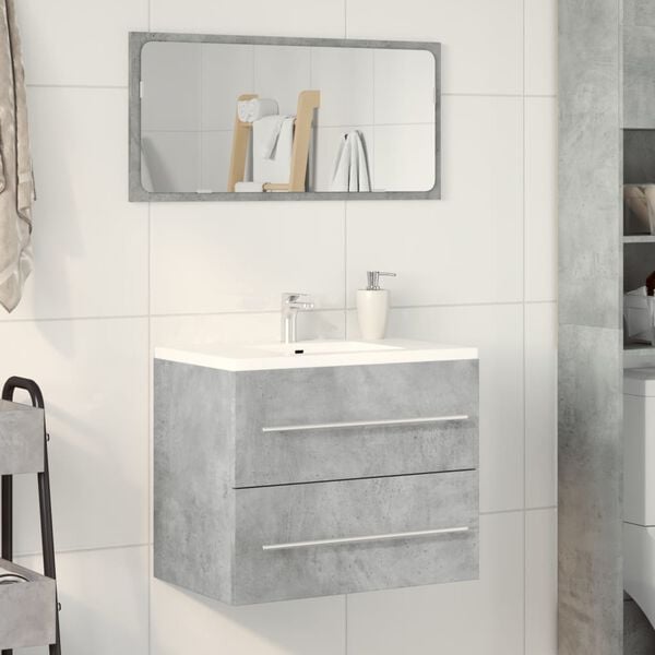vidaXL Sink Cabinet Concrete Grey Engineered Wood 23.6 x 15.2 x 18.9 in