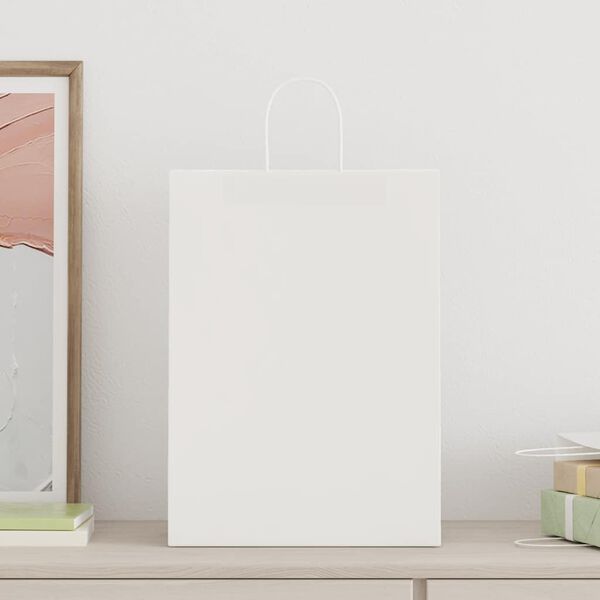 vidaXL Paper Bags 250 pcs with Handles White 32x17x44 cm