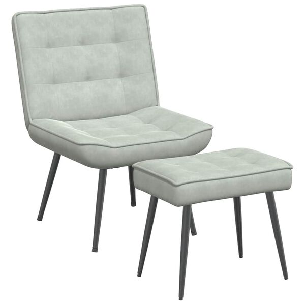 vidaXL Relaxing Chair With Footstool Light Grey