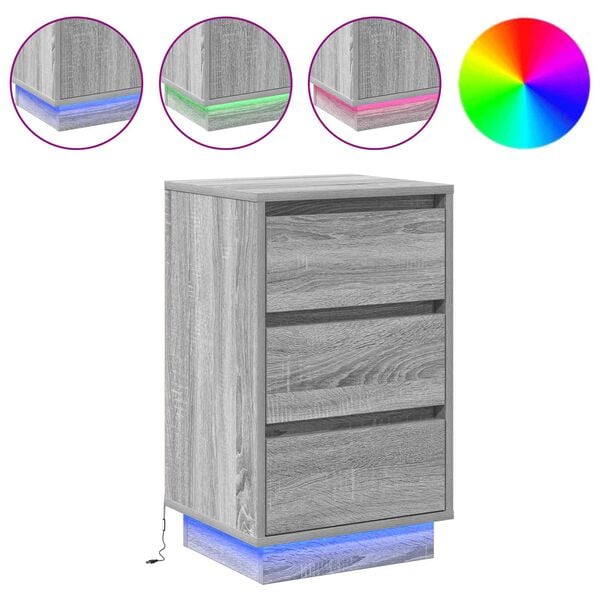 vidaXL Bedside Cabinet Grey 15.35 x 13.58 x 25.59 in Engineered wood