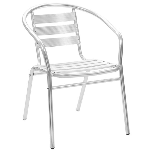 vidaXL Stackable Chair Set of 2 Silver Aluminum Standard Stackable