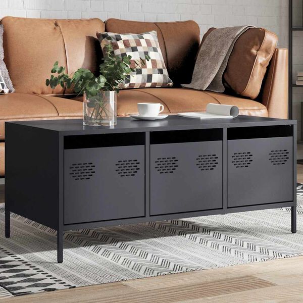 vidaXL Coffee Table Anthracite Cold-rolled steel 40.0 x 19.7 x 17.1 in