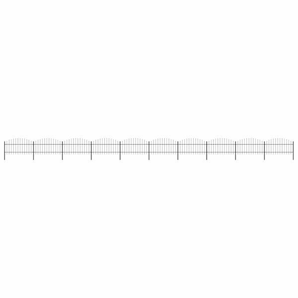 vidaXL Garden Fence with Spear Top Steel 701.3"x49.2" Black