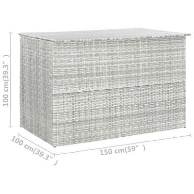 vidaXL Patio Storage Box Light Gray 59.1"x39.4"x39.4" Poly Rattan
