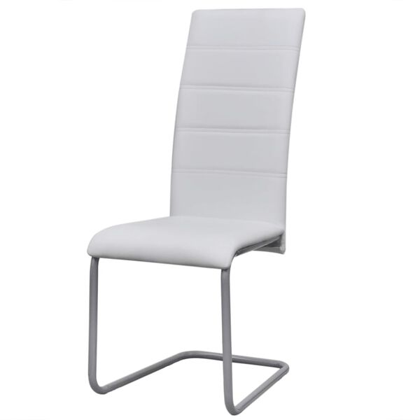vidaXL Dining Chair Set of 4 White Faux leather, steel Standard Tough