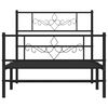 vidaXL Bed Frame Black Powder-Coated Steel Single Bed Frame