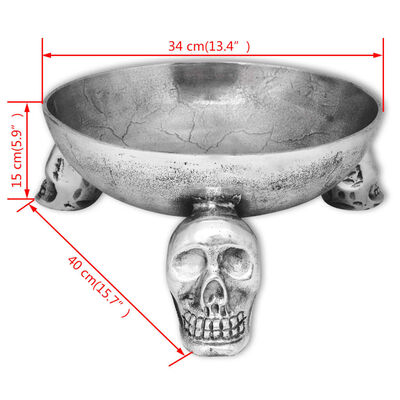 vidaXL Fruit Basket with Skull Feet Aluminum Silver