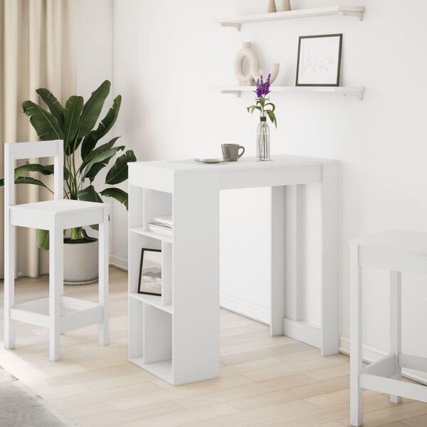 vidaXL Bar Table White Engineered Wood Bar Table Rectangular Modern