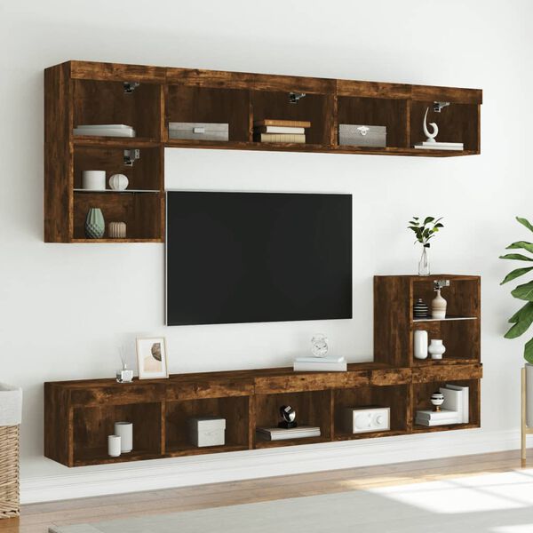 vidaXL TV Cabinet Smoked oak Engineered wood 31.5 in x 11.8 in x 11.8 in