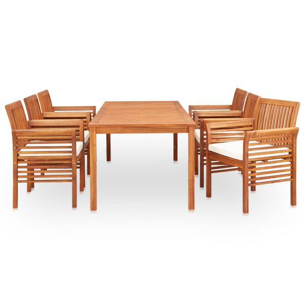 vidaXL Outdoor Dining Set Brown frame, cream cushions Wood Acacia Large