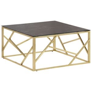 vidaXL Coffee Table Gold Stainless Steel and Tempered Glass