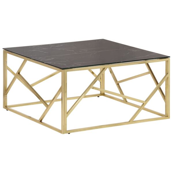vidaXL Coffee Table Gold Stainless Steel and Tempered Glass