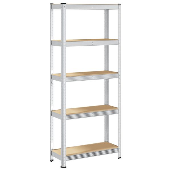 vidaXL 5-Layer Storage Shelf Silver Steel&Engineered Wood