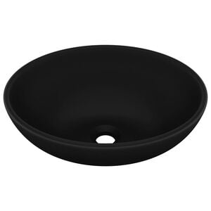 vidaXL Luxury Basin Oval-shaped Matt Black 15.7x13.0" Ceramic