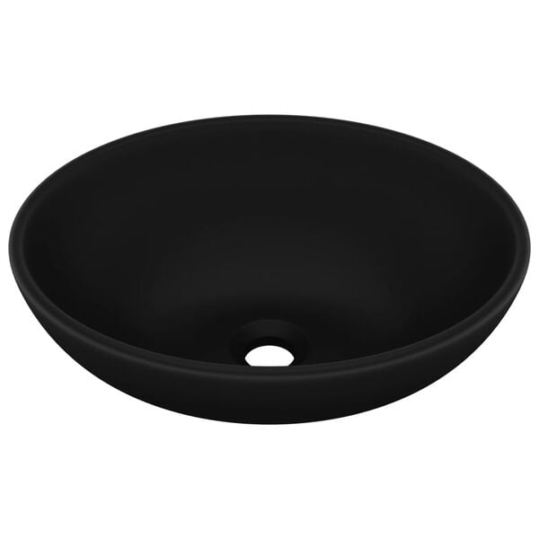 vidaXL Luxury Basin Oval-shaped Matt Black 15.7x13.0" Ceramic