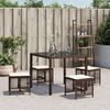 vidaXL Garden Stool Set of 4 Brown Poly Rattan Small