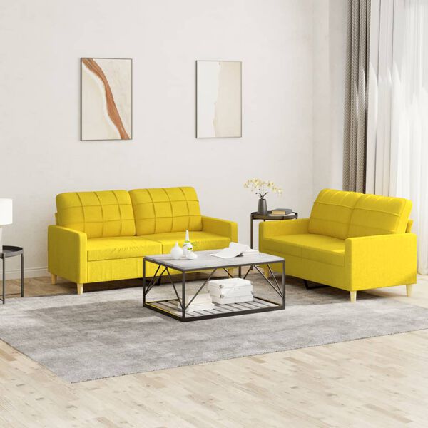 vidaXL Sofa Set Light Yellow Polyester, Metal, Plywood, Foam, Textilene