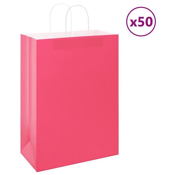 vidaXL Paper Bags 50 pcs with Handles Pink 32x17x44 cm