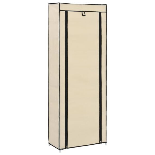 vidaXL Shoe Cabinet Cream Powder-coated tubes and non-woven fabric Tall