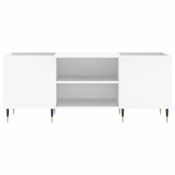 vidaXL Record Cabinet White Engineered wood, iron Medium Record Cabinet