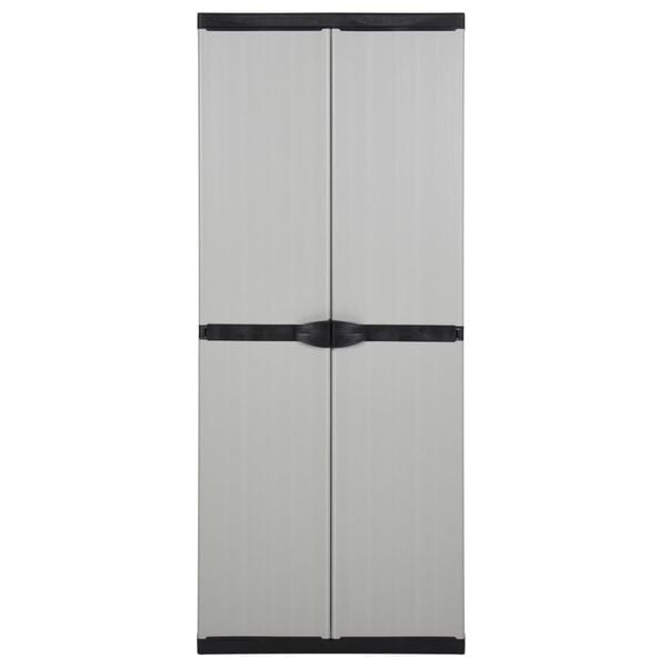 vidaXL Garden Cabinet Grey and Black PVC and PP (Polypropylene) Medium