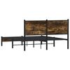 vidaXL Bed Frame Smoked oak Steel, Engineered wood 55.1 x 74.8 in