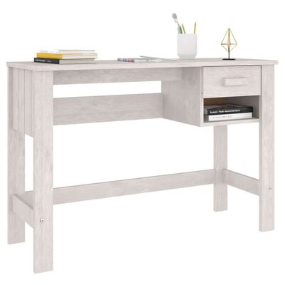 vidaXL Desk White 43.3"x15.7"x29.5" Solid Wood Pine