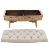 vidaXL Storage Bench Cream and Brown Fir wood and Polyester Medium
