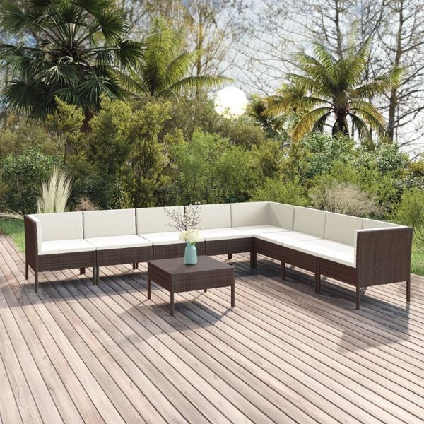 vidaXL Garden Lounge Set Brown, Cream White
