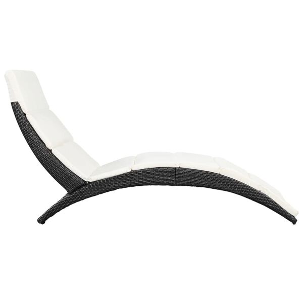 vidaXL Sun Lounger Black, Cream White