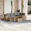 vidaXL Garden Sofa Set Beige PE rattan, powder-coated steel, tempered glass