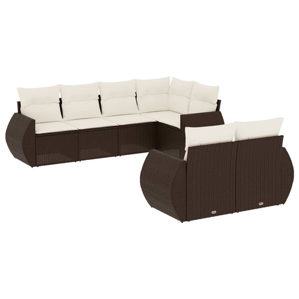 vidaXL Garden Sofa Set Brown, Cream White PE rattan Large Modular